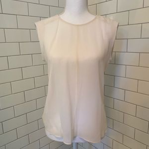 BCBG Sheer White Sleeveless Layer Top, S